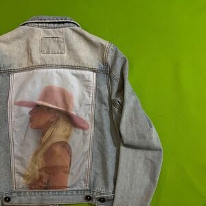 Medium Lady Gaga Denim Jacket Light Wash Graphic‎ Print Little Monsters